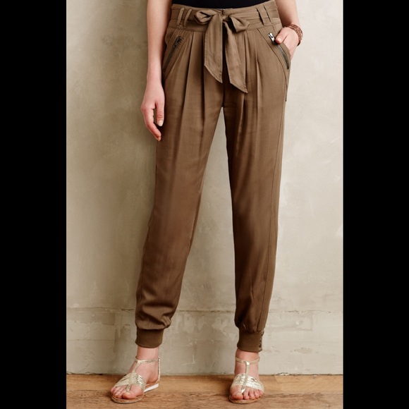Anthropologie Pants - ANTHROPOLOGIE Olive Green Polished Joggers